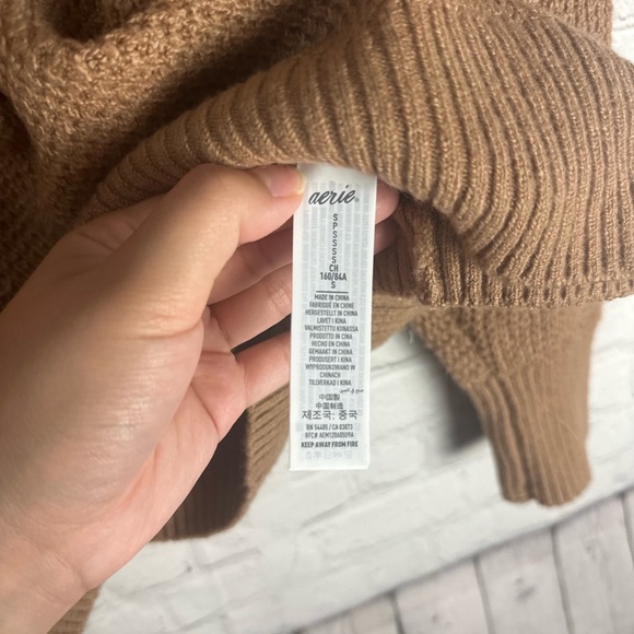 Aerie CozyUp Waffle Quarter Zip Sweater Women’s Small Oversized Fit NWOT - Picture 5 of 10